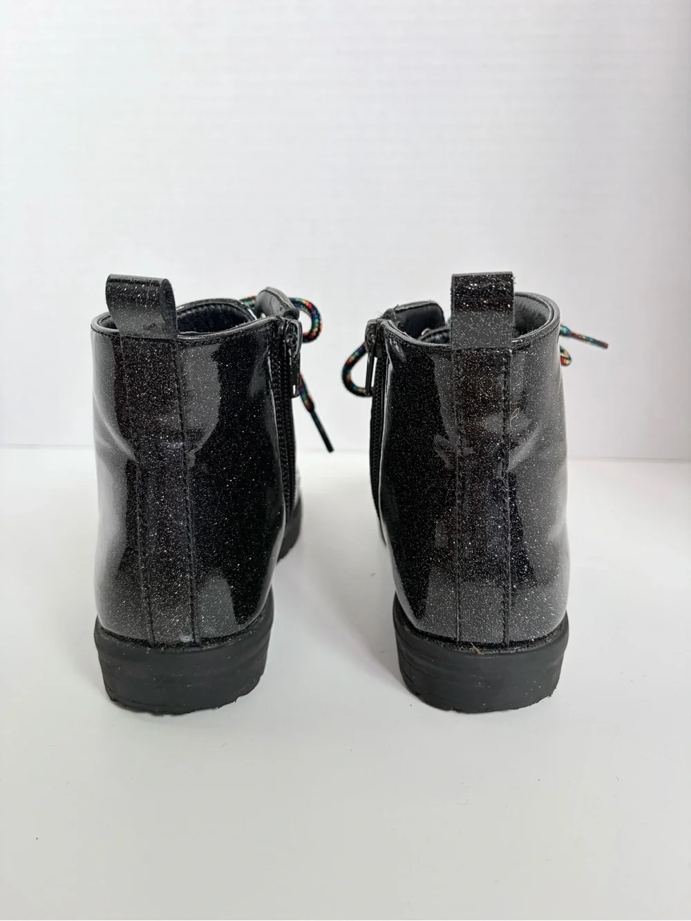 Tucker And Tate Combat Boots Kenna Glitter Shoes Rainbow Lug Sole Black Size 13